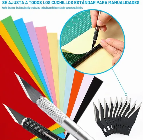 Vista 3 de EHDIS Cuchillas de precisión para manualidades, 11 #, herramienta de corte con estuche de almacenamiento para pasatiempos, álbumes de recortes