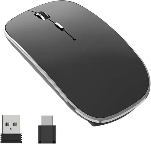 Vista 9 de Halpilt Ratón Inalámbrico Recargable Portátil Silencioso USB-A y Tipo C Modo Dual Ratón Inalámbrico 3 DPI Ajustables para Laptop, Mac, Android, PC