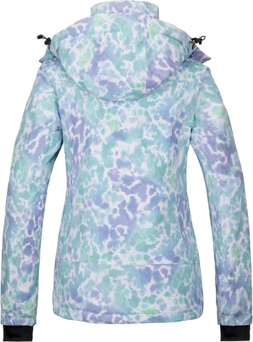 Vista 2 de Wantdo Chaqueta de esquí impermeable para mujer, estampado colorido, costuras totalmente selladas, abrigo de lluvia cálido de invierno