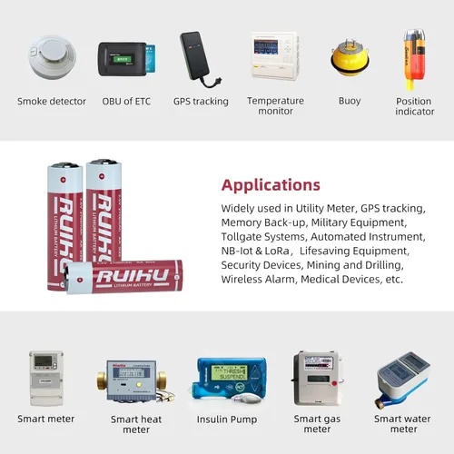 Vista 5 de Paquete de 4 baterías de litio ER14505 LS14500 de 3.6 V, tamaño AA 2700 mAh batería de cloruro de tionilo de litio (Li-SOCl2) certificado