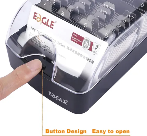 Vista 2 de Eagle Caja de tarjetas de visita, pulsador, almacenamiento de hasta 550 tarjetas (mediana)
