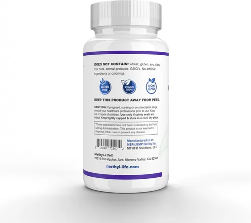 Vista 2 de Methyl-Life B12 Complete – 5000 mcg de metilcobalamina + hidroxi B12 + adenosilcobalamina Vegano, sin OMG, sin gluten 90 tabletas masticables