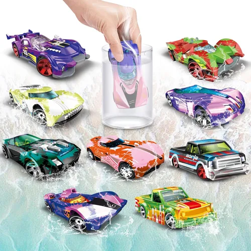 LITTCO 9 autos que cambian de color para niños a partir de 3 años, juguetes de baño para niños pequeños de 3 años, juego de autos mágicos que cambia