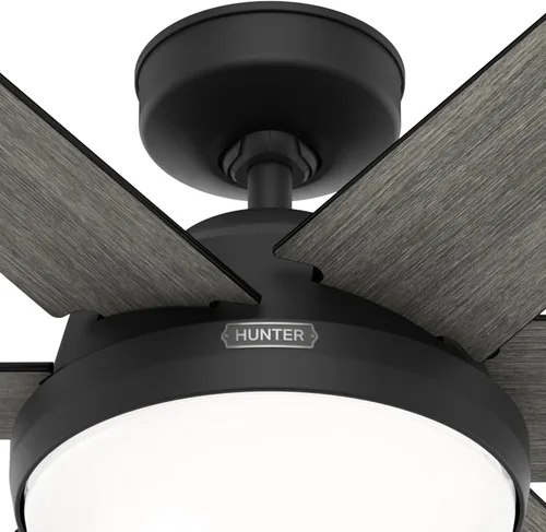 Vista 4 de Hunter Ventilador de techo de interior negro mate de 60 pulgadas con kit de luz LED y control remoto para dormitorio, sala de estar/sala familiar