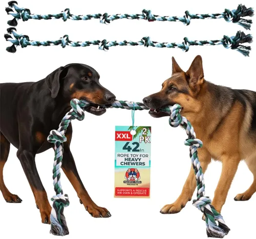 Vista 10 de Juguetes de cuerda gigantes para perros extragrandes - 107 cm, 6 nudos, juguetes de cuerda resistentes para perros grandes - Beneficios