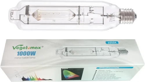 MH 1000 W Haluro de metal de un solo extremo HID lámpara de crecimiento de alto PAR Espectros azules y violetas mejorados para horticultura