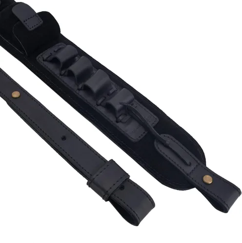 Vista 5 de Soporte de munición de cuero de grano superior, escopeta para rifle, correa ajustable para pistola de caza con giros