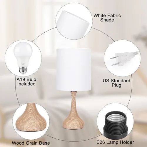 Vista 4 de Boncoo - Lámpara de mesa pequeña regulable, lámparas de mesita con control táctil para dormitorios, lámpara de noche de mesa con base de grano