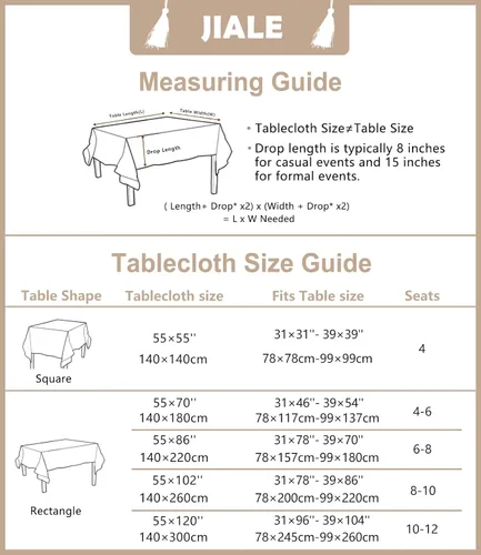 Vista 6 de JIALE Manteles para mesas rectangulares, mantel de lino de algodón, impermeable, sin arrugas, para mesa de comedor, tela suave con borlas