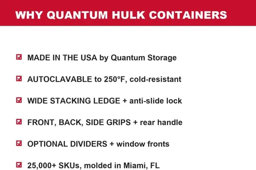 Vista 7 de Quantum Storage QUS951BL Hulk - Contenedor de almacenamiento apilable de 24 pulgadas, contenedor industrial resistente para almacén, piezas y Azul