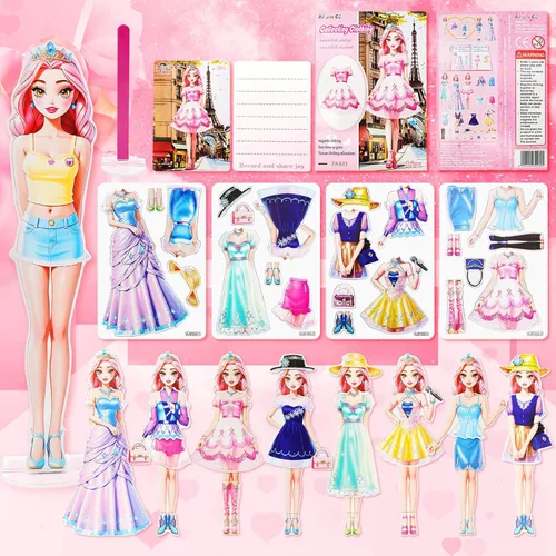Vista 13 de Muñecas Magnéticas de Vestir, Muñecas de Papel Magnéticas de Vestir de Princesa, Muñecas Magnéticas de Vestir para Niñas de 4 a 10 Años, Set de Lea