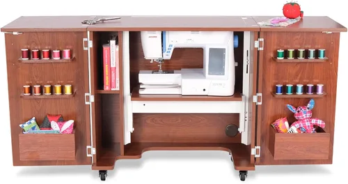 Vista 19 de Gabinete de costura y acolchado Kangaroo Bandicoot de Arrow Sewing con elevación, para sala de estar, color blanco ceniza