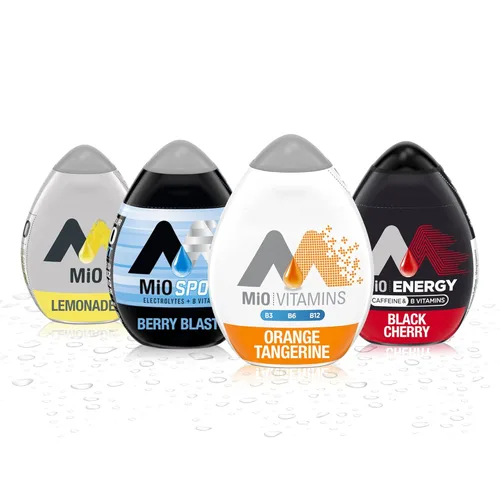 MiO - Potenciadores de agua líquidos y versátiles, con sabor natural a una variedad de frutas, 4 unidades, 1.62 onzas líquidas