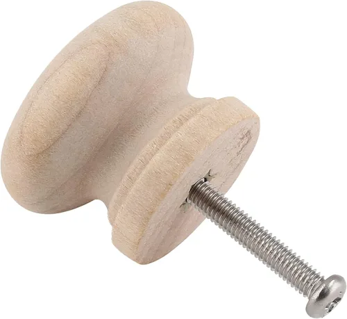 Vista 2 de Uenhoy 30 pomos redondos de madera para gabinetes de 1-1/8 pulgadas (1.102 in), tiradores de madera sin terminar con forma de hongo, pomos de madera