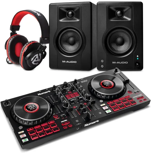 Vista 9 de Numark Mixtrack Platinum FX DJ Controller y M-AUDIO BX3 Par de monitores Bluetooth Studio para grabación de estudio, producción de música