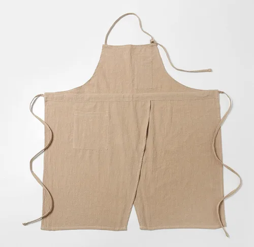 Vista 6 de Jeelow Vestido de lino de algodón para cocina, jardín, babero, espalda cruzada, delantal, para mujer, con bolsillos divididos en la parte delantera