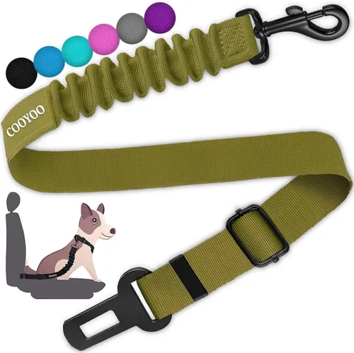 Vista 24 de COOYOO cinturón de seguridad retráctil y ajustable para perro, juego de 3 piezas, cinturón de nailon para vehículo, para que tu mascota esté segura