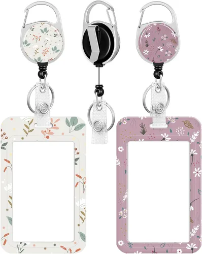 Vista 21 de Paquete de 2 portatarjetas y carrete retráctil resistente, soportes para tarjetas de identificación con clip retráctil para enfermeras, profesores