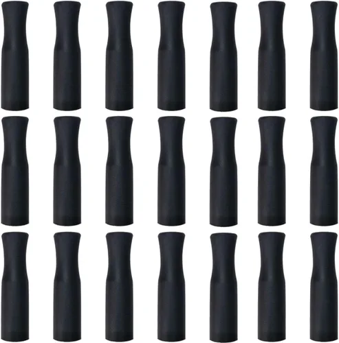 Vista 7 de 21 puntas de popote de silicona reutilizables, puntas de popote de acero inoxidable, puntas negras de grado alimenticio, cubiertas para popotes