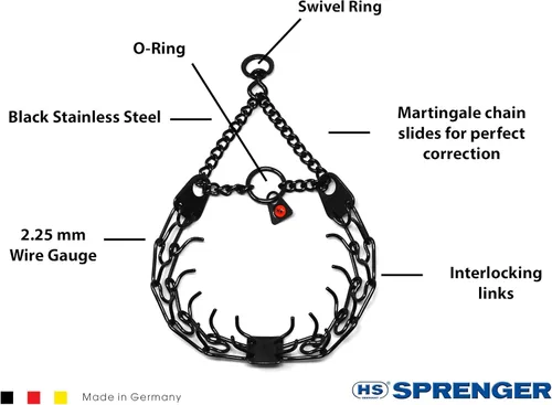 Vista 2 de Herm Sprenger Collar de Entrenamiento para Perros de Púas de Acero Inoxidable Negro con Giratorio Collar de Pellizco Ultra-Plus para Mascotas Collar