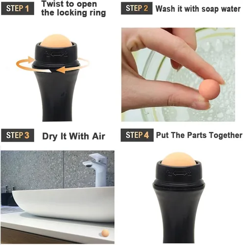 Vista 4 de Control de aceite On The Go Ball Fit REVLON - Bola de rodillo volcánica absorbente de aceite, compatible con rodillo de absorción de aceite REVLON