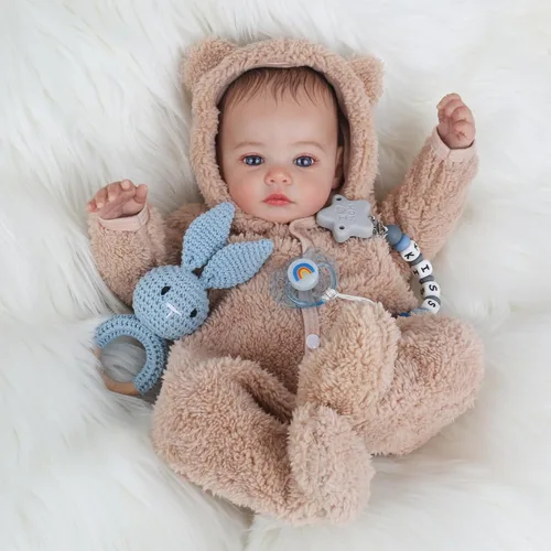 Vista 4 de KSBD Muñecas Reborn - Muñeca de bebé realista de 18 pulgadas, muñeca de niño de cuerpo completo estilo vida real con cuerpo de vinilo suave, puede