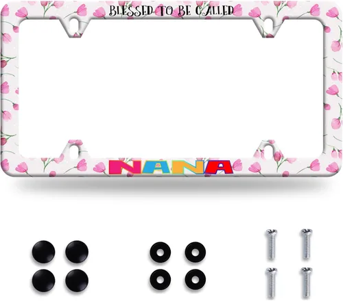 Vista 10 de 2 piezas de marco de placa de matrícula con bandera estadounidense y águila patriótica, marco de placa de matrícula de acero inoxidable colorido