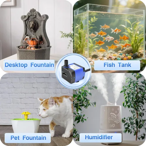 Vista 6 de CONQUERALL 2.5W Mini bomba de fuente 42GPH sumergible al aire libre 1.48ft cabeza para tanques de peces nano