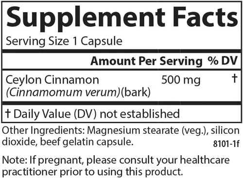 Vista 4 de Carlson - Canela de Ceilán, Suplementos de Canela, 500 mg, Pastillas de Extracto de Canela, Cápsulas de Canela de Ceilán, 45 Cápsulas