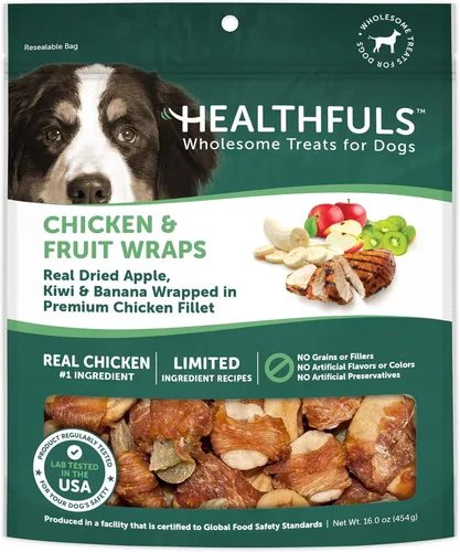 Vista 10 de Golosinas de batata con pollo envuelto para perros Healthfuls, 16oz