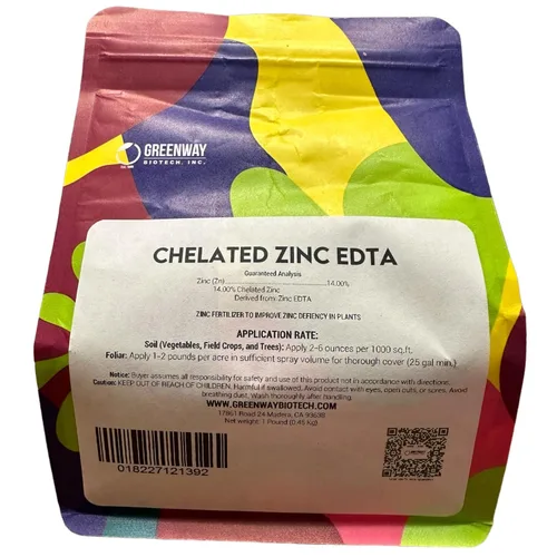 Greenway Biotech, Inc. Fertilizante hidropónico de zinc quelatado EDTA 100% soluble en agua (1 libra)