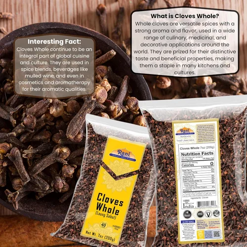 Vista 6 de Rani Cloves enteros (lechón) 7 onzas (7.05 oz) ideales para alimentos, té, bolas de pomandro y popurrí, seleccionados a mano, especias, totalmente