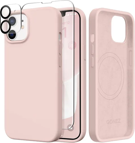 Vista 436 de GONEZ Funda magnética para iPhone 14, compatible con Magsafe, con protector de pantalla + protector de cámara, forro de microfibra antiarañazos