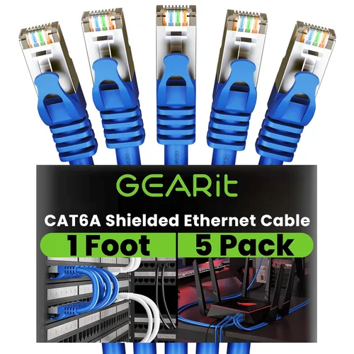 Vista 9 de GEARit Cable Ethernet Cat6A (30 pies, negro) SSTP blindado sin enganches de 10 Gbps, cable Ethernet blindado SFTP, 26AWG 4 pares de cables Cat6