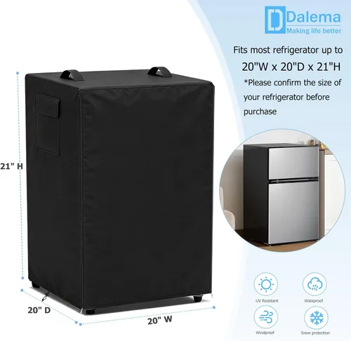 Vista 2 de Funda para refrigerador para exteriores, 600D, resistente, 100% impermeable, cubierta vertical para congelador, fundas exteriores para refrigerador.