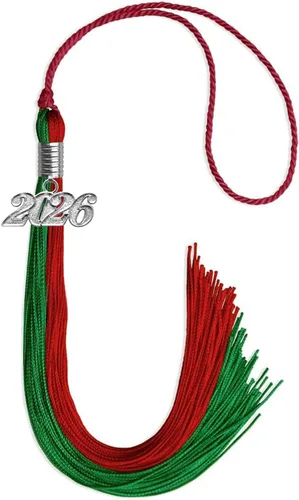 Vista 30 de Endea Graduation Borla de doble color con gota de fecha plateada (negro/oro antiguo, 2025)