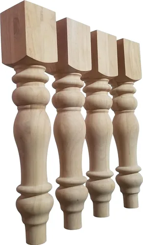 DESIGN 59 Juego de 4 patas de mesa de comedor de madera dura gruesa sin terminar