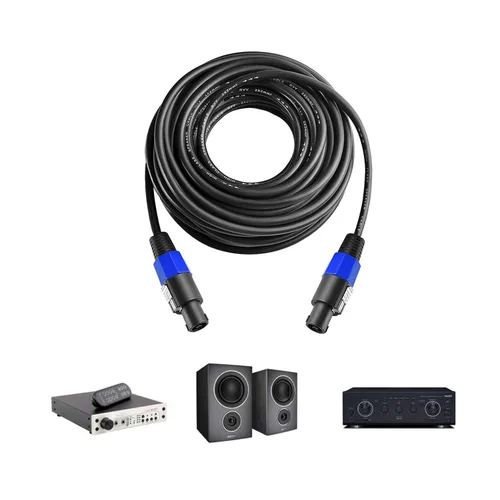 Vista 7 de 2 Unids 3 pies Speakon profesional a Speakon Cables Cable Altavoz Amplificador de Audio Cable 0.276 in con bloqueo giratorio