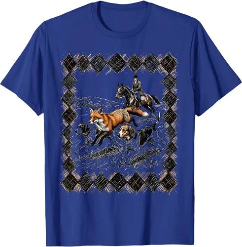 Vista 4 de Preppy Argyle Fox Hunt Illustrated Graphic T-Shirt White
