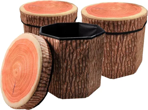 CHEFAN Taburete otomano de almacenamiento de frutas, taburete de tocón de árbol, bonita caja de juguetes de almacenamiento plegable, baúl de asiento