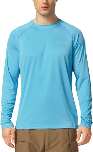 Vista 7 de BALEAF - Camisetas de protección solar para hombre, con protección solar ultravioleta FPU 50+, manga larga, camisa de protección para pescar