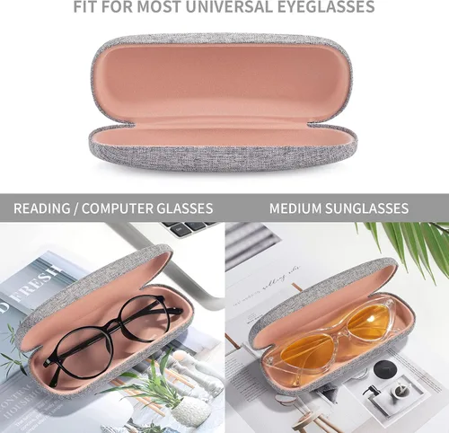 Vista 3 de Marvolia Funda rígida para lentes, funda protectora de tela de lino para lentes de sol para hombres y mujeres