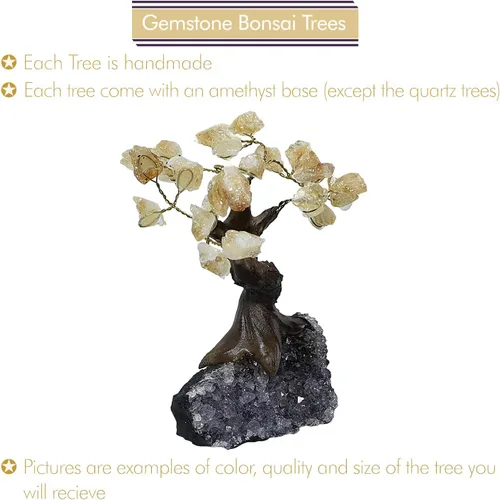 Decoración de árbol de cristal natural, decoración de escritorio con piedras de chakra de cristal citrino, árbol de piedras preciosas con cristales