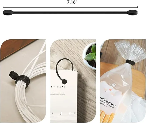 Vista 3 de SMART&COOL Bridas magnéticas de silicona reutilizables para agrupar y organizar, sostener cosas, marcadores de libros, imanes de refrigerador