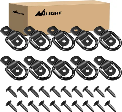 Nilight 10 Piezas Anillos en D de Amarre con Tornillos de 1/4 de Pulgada de Acero Inoxidable Anillos en D para Remolque Trabajo Pesado 1/4"