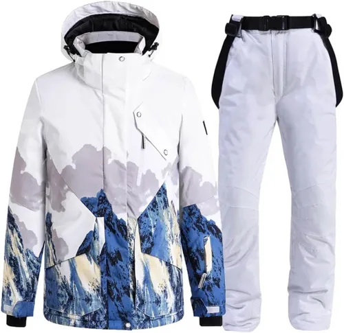 Vista 2 de Traje de esquí de invierno para hombres cálido a prueba de viento al aire libre esquí deporte snowboard traje frío impermeable color conjuntos