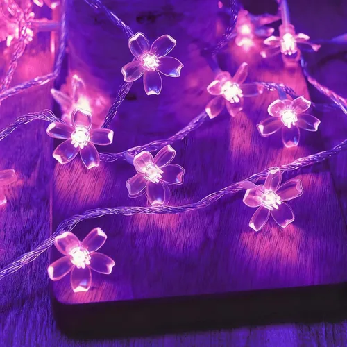 Vista 13 de ITICdecor Guirnalda de luces de flores de 15 pies, 30 luces LED de hadas de Navidad con pilas, para interiores y exteriores, iluminación