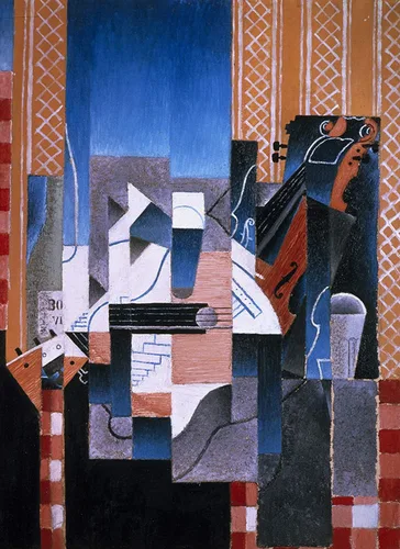 WONDERFULITEMS Violin and Guitar 1913 Cubism Painting by Juan Gris 16" X 24" Image Size Print Repro on Matte Paper
