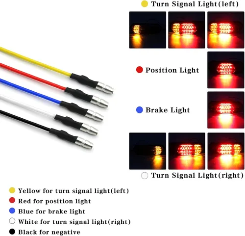 Vista 5 de Luz trasera universal transparente integrada para motocicleta con 25 LED con función de señal de giro, luz de posición y alerta de freno-parada