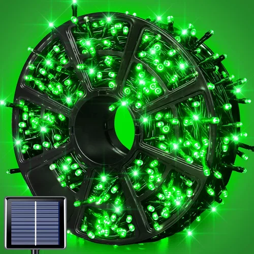 Vista 20 de JMEXSUSS Paquete de 2 tiras de luces solares para exteriores, 100 LED de 42.7 pies de luces solares blancas para exteriores, impermeables, 8 modos